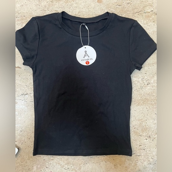 ANRABESS Women Short Sleeve Crop Top Crew Neck Basic Tee Shirt Slim Tight Size S - Picture 2 of 5